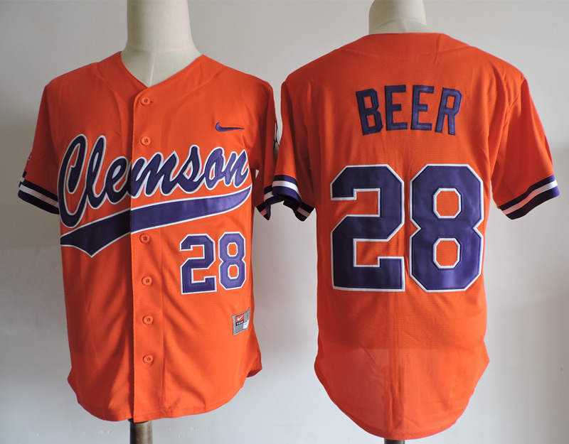 Clemson Tigers #28 Seth Beer Orange College Stitched MLB Jerseys Dzhi